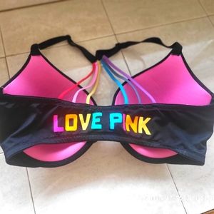 Pink, black and rainbow bra